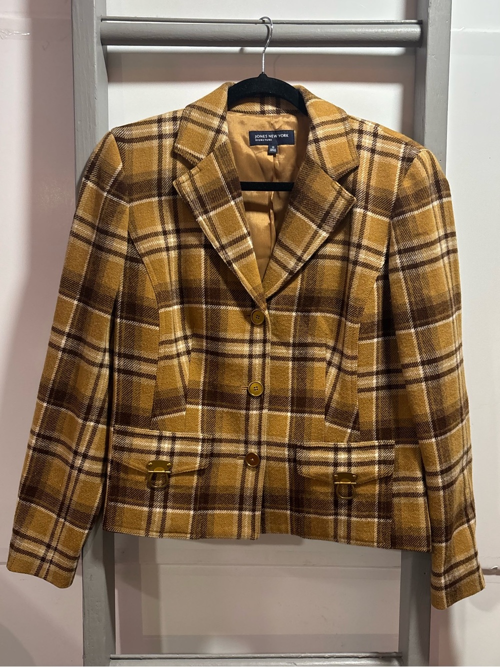 Jones New York, Sz 10, Plaid 100% Wool-Blazer, 90s, collegiate, preppy, clueless